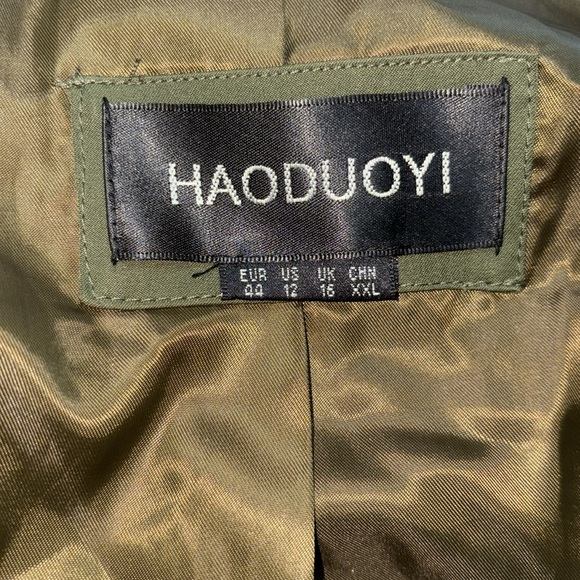 *HAODUOYI Long Olive Green Cape Blazer Jacket Cloak Size 12 New - Picture 7 of 10